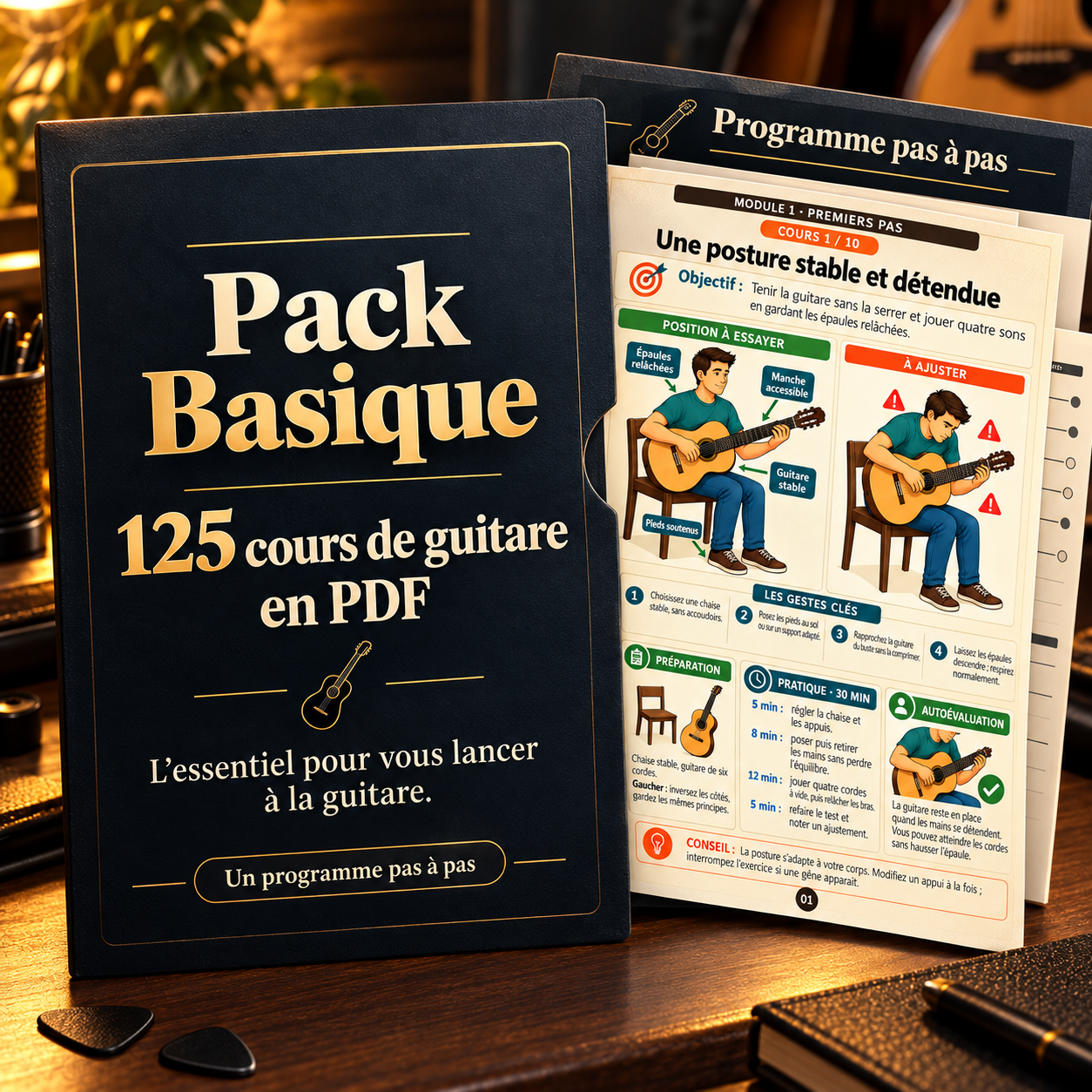 Pack Basique : 125 cours de guitare en PDF