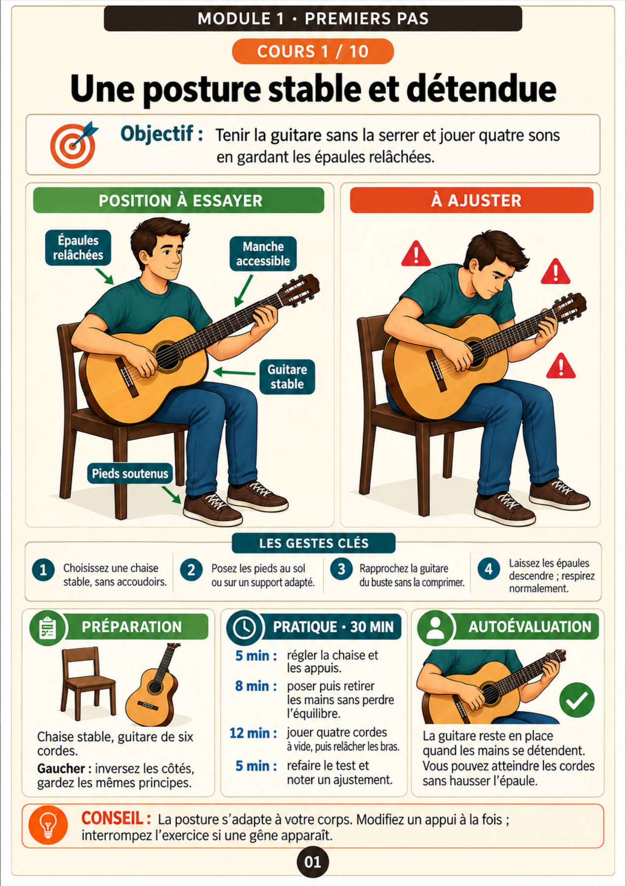 Cours 1 — Une posture stable et détendue